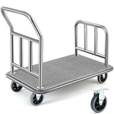 Gilprop Hotel Luggage Cart Bellman's Cart Rectangular Steel Deluxe Platform Truck Holds 850lbs of Luggage (Grey)