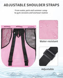 WANDF Swim Bag Mesh Drawstring Backpack with Wet Pocket Beach Backpack for Swimming, Gym, and Workout Gear (Pink)