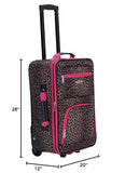 Rockland Jungle Softside Upright Luggage Set, Pink Leopard, 4-Piece Set (14/29/24/28)
