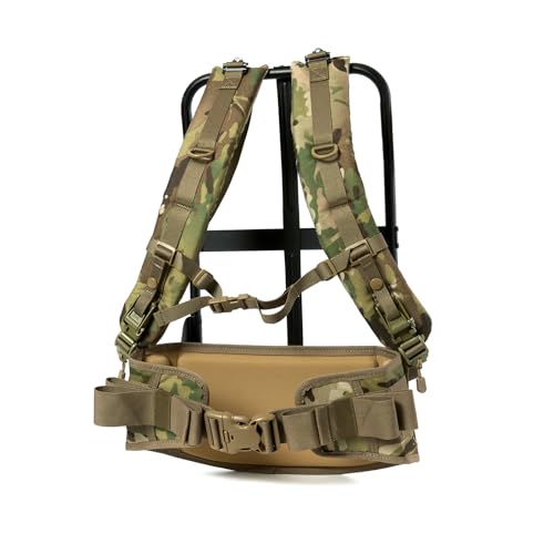 MT Military ALICE Frame System – Upgraded External Frame Backpack Suspension with MOLLE Quick-Release Waist Belt and Padded Shoulder Straps – Coyote Brown, Modular Pack Support