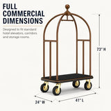 Hotel Luggage Cart, Heavy Duty Bellman Cart with 1600lbs Capacity, 8"Wheels