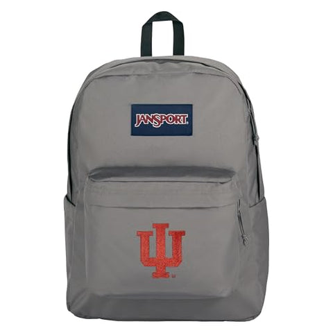 JanSport NCAA Officially Licensed Backpack, Indiana Hoosiers, Superbreak Plus with Padded 15'' Laptop Sleeve, Spacious Computer Bag for Men & Women, Durable Daypack with Bottle Pocket, Graphite Grey