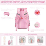 MUSEVOS Kids Backpack, Kawaii Printed Girls Bookbags for Preschool, Lightweight School Backpack for Primary and Elementary and Kindergarten, Waterproof Teen Backpacks, Pink/Rainbow