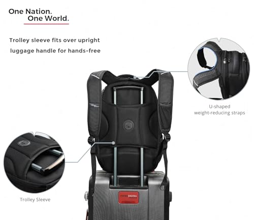 Swissdigital Design Travel Backpack for men, TSA Friendly USB Charging RFID Protection Business Backpack Fits 15.6" Laptops Black | J14-BR
