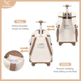 DIGOBAY Rolling Backpack for Girls, Girls Roller Backpack with Lunch Bag and Pencil Case, School Bookbag with Wheels for Elementary Middle High School Travel, Khaki