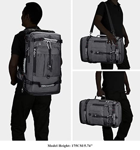 WITZMAN Travel Backpack for Men and Women Convertible Duffle Luggage Bag fit 17 Inch Laptop Carry On Bags for Airplane and Sling Bag with USB Charging Port Lightweight Crossbody Bags Casual Daypack