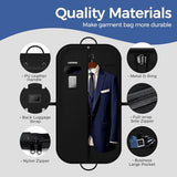 LAZYSEAL Garment Bag for Closet Storage and Travel 43-Inch Waterproof Dustproof Suit Luggage Bag Unisex Clothes Bag Durable 600D Oxford Fabric 2-in-1 Hanging Suit case Coat Bag for Man, Woman