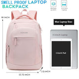 FEDESERN Smell Proof Backpack with Lock,Water Resistant Smell Proof Bags Travel Laptop Backpack,Large Capacity Carbon Enduring Smell Proof Stash Bag with Lock for Men Women (Pink)
