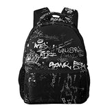 Ganiokar Hip-Hop Graffiti Print Teens Backpack for Boys & Girls, Perfect Size for Student & Travel Backpacks,Black