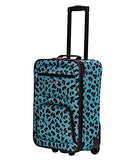 Rockland Jungle Softside Upright Luggage Set, Blue Leopard, 4-Piece Set (14/29/24/28)