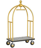 Hotel Luggage Cart 1300 LBS, Bellman's Cart with Brushed Stainless Steel & 8-inch Rubber Wheels, Valet Cart with Grey Carpeted Deck for Hotels, Condos, Resorts