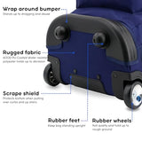 J World Sundance Laptop Rolling Backpack for Girls Boys. Roller Bookbag with Wheels, 20 Inch, Navy
