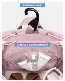 ecosmile Drawstring Backpack Sports Gym Bag, Puffer Tennis Racket Bag with Shoe Compartment & Wet Pocket Pickleball Badminton Bag for Women (Pink)