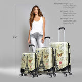 InUSA Paris Print Luggage with Spinner Wheels | Durable Lightweight Hardside Suitcase | Travel Bag with Handle and Trolley | (20in, 24in, 28in) 3 Piece Set