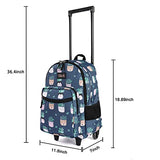 Tilami Rolling Backpack 18 inch Double Handle with Lunch Bag Wheeled Kids Backpack for Girls and Boys, Plants Blue