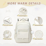 GeeWin Backpacks for Girls, Girls Backpack with Lunch Box & Pencil Case Set, 17 Inch Waterproof Girl Bookbag with Lots of Pockets for Kids, Teens, Elementary Middle High College School Student(Beige)