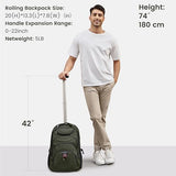 Boavan Rolling Backpack,17 inch Water Resistant Wheeled Backpack,Carry on Luggage Business Bag, Overnight College Computer bag Trolley Suitcase for Men Women Adults to Travel，Green