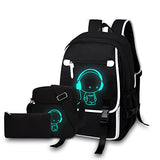 Asge Large 3 Piece Backpack Set - Boys & Girls Teenage Reflective Waterproof School Satchel for Travel & Outdoor