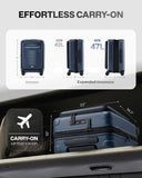 Coolife Expandable Luggage with TSA Lock Carry On Blue