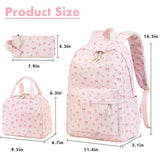 Bluboon Teen Girls School Backpack Kids Bookbag Set with Lunch Box Pencil Case Travel Laptop Backpack Casual Daypacks (Pink bow tie)