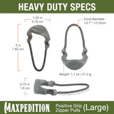 MAXPEDITION Positive Grip Zipper Pulls (Large, Gray) Pack of 6, Zipper Pull Replacement for Tactical Backpack, EDC Pouch, Bug Out Bag & Luggage, Sling Pull Tab, PZLGRY