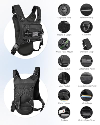 Running Vest with 2L Water Bladder, Lightweight Chest Pack Hydration Backpack with Gear Holder, Reflective Chest Rig for Men Women Hiking Cycling Marathon Runner Gifts