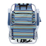 Yestomo Backpack Beach Chair for Adults, Folding Beach Chair with 4 Positions, Heavy Duty Chair with Large Cooler Pouch Support to 350LBS (Stripes_Blue&Cyan&Yellow)