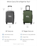 LUGGEX Carry On Luggage with Spinner Wheels, 8010S Aluminum Frame Zipperless Polycarbonate Hard Shell Suitcase (ZX-Core, Green, 21 Inch)