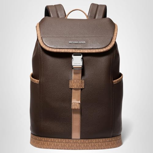 Michael Kors Men's Hudson Slim Flap Backpack, Brown Multi, One Size