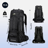 Blackpongo 75L Hiking Backpack, Water Resistant Lightweight Outdoor Sport Daypack Travel Bag for Camping Climbing Touring