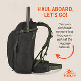 Kelty Redwing Traveler Backpack, Travel Pack with Wide U Zip Opening, Signature Wing Pockets, 30-50L Capacity (40L Black)