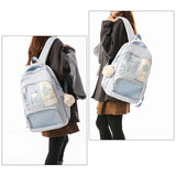 Star Accent Ita Backpack with Pin Display Mesh, Ita Bag for Women, Large Capacity Cotton-Polyester Pin Trading Backpack, Matte Texture Display Bag for Modern Hobbyists (Blue)