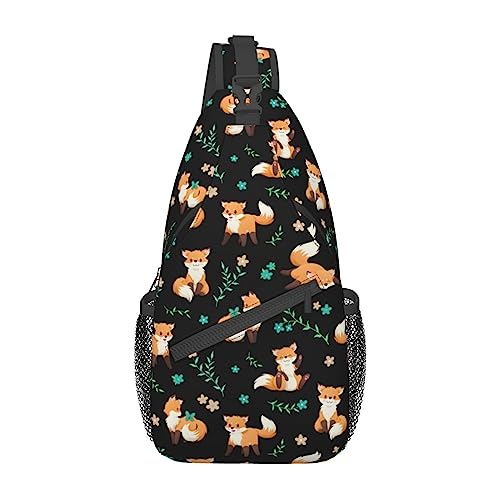 qyopvli Fox Sling Bag Crossbody Backpack Hiking Travel Daypack Chest Bag Lightweight Shoulder Bag For Women Men