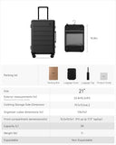 LUGGEX 21 Inch Zipperless Carry On Luggage - HUP Pro Front Opening Compartment Suitcase with Spinner Wheels, 38L Capacity, TSA Locks, Airline Approved for Business Travel(ZX-Pro, Black)