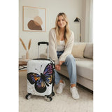 World Traveler Butterfly 20-Inch Carry-On Polycarbonage Hardside Expandable Spinner Luggage with Enhanced Wheel System