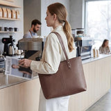 S-ZONE Tote Bag for Women Work Totes Large Vegan Leather Purses and Handbags Women's Shoulder Bag with Luggage Strap for Travel Commuting Office Teacher Coffee