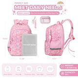MUSEVOS Kids Backpack, Kawaii Printed Girls Bookbags for Preschool, Lightweight School Backpack for Primary and Elementary and Kindergarten, Waterproof Teen Backpacks, Pink/Rainbow