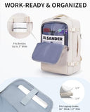 ECOHUB Carry On Travel Backpack, Expandable Airlines Personal Item Bag 18x14x8, Water Resistant 17 inch Laptop Backpack Flight Approved, 12 Pockets 30L Work Backpacks with Wet Pocket & Cable Slot
