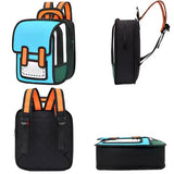 Lifelix Kids Kawaii Backpack for Boys Girls Cute Toddler 2D Cartoon Comic Paper Jump Bookbag Fun Weird School Schoolbag (Blue, Small)