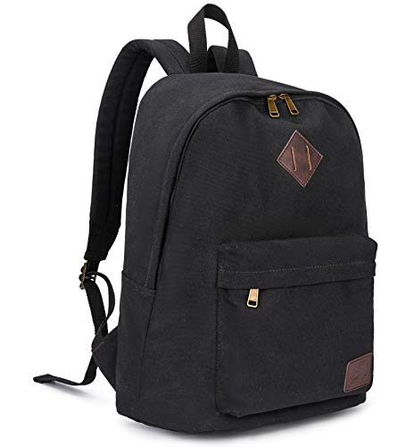 seemeroad Canvas Laptop Backpack Durable Rucksack Travel Notebook Bag School Backpack Bookbag for Men Women Black Factory Directly