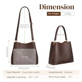 S-ZONE Leather Crossbody Bags for Women Shoulder Bag Multi Compartments Bucket Purses