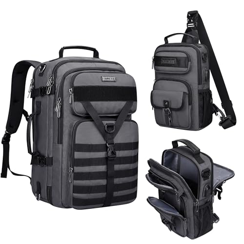 WITZMAN Carry On Travel Backpack for Men Large Convertible 45L Duffle Bag fit 17 Inch Laptop Airline Approved and Sling Bag Travel Sling Backpack Lightweight Casual Daypack
