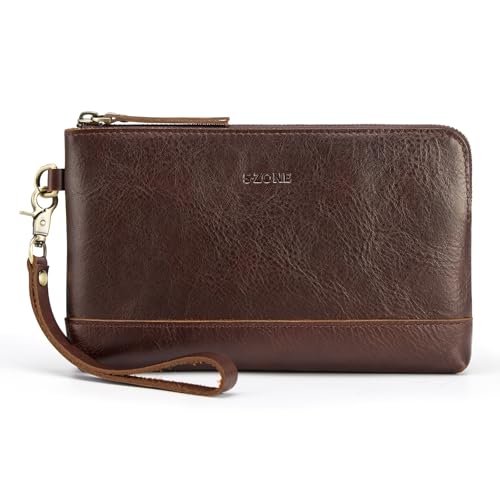 S-ZONE Leather Wristlet Wallets for Women Small Clutch Purses with Detachable Strap Card Holder Coin Purse