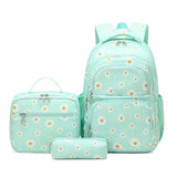ZHANAO Daisy Backpack for Girls,Bookbag with Lunch Box Kids School Bag Set 3pcs Flower Backpack Set School Daypack Teens Girls