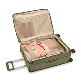 Briggs & Riley 26" Medium Expandable Spinner - Checked Luggage for Travel, Suitcases with Wheels, Softside Rolling Bag for Men & Women, Self-Repairing Zipper - Baseline Collection, Olive