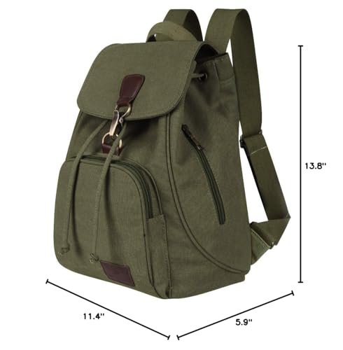 Qyoubi Canvas Fashion Backpacks Purse Casual Outdoor Shopping Daypacks Sports Rucksack Hiking Travel Multipurpose Bag Green