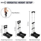 2 Wheels Foldable Luggage Cart with Retractable Handle and Elastic Rope