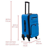 Rockland Pasadena Softside Spinner Wheel Luggage, Blue, Carry-On 20-Inch