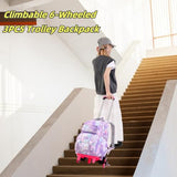 EKUIZAI Girls Trolley Backpack Set Cute Colorful Girls Rolling Backpack Middle School Trolley Schoolbag with Wheels