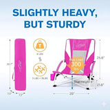 FAIR WIND Portable Beach Chair with Umbrella for Adults, Backpack Folding Arm Chair for Coastal Vacations, Picnics, and Concerts - Supports 300 LBS, Pink